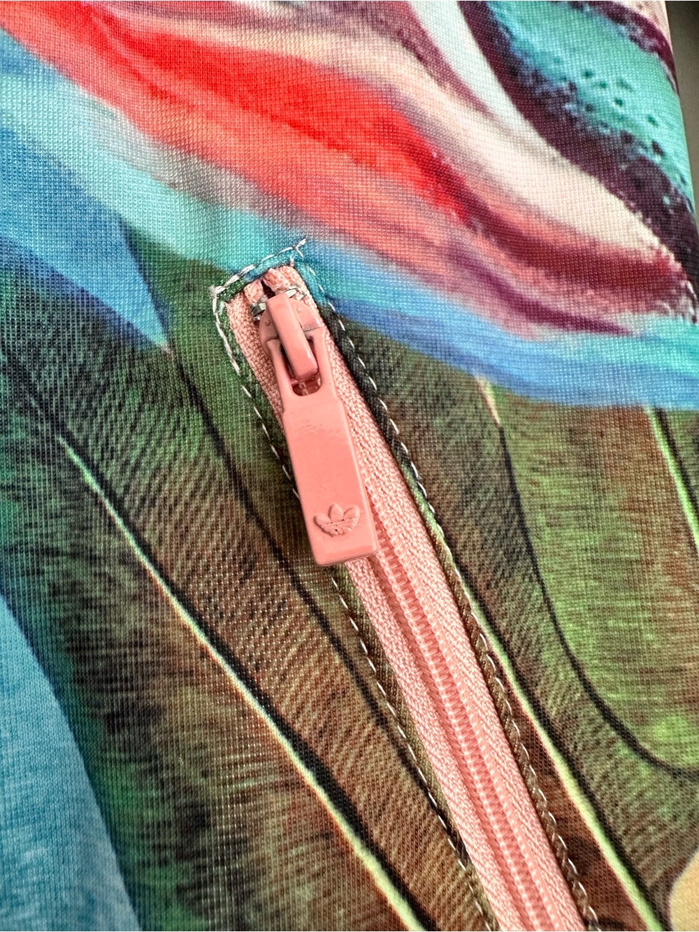 adidas Pink Ribbed Collar Jacket with Blue Tags - Picture 4 of 9